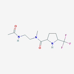 molecular formula C11H18F3N3O2 B7310389 N-(2-acetamidoethyl)-N-methyl-5-(trifluoromethyl)pyrrolidine-2-carboxamide 