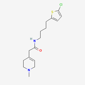 molecular formula C16H23ClN2OS B7310410 N-[4-(5-chlorothiophen-2-yl)butyl]-2-(1-methyl-3,6-dihydro-2H-pyridin-4-yl)acetamide 