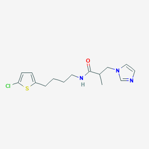 molecular formula C15H20ClN3OS B7310446 N-[4-(5-chlorothiophen-2-yl)butyl]-3-imidazol-1-yl-2-methylpropanamide 