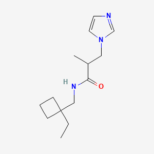 molecular formula C14H23N3O B7310450 N-[(1-ethylcyclobutyl)methyl]-3-imidazol-1-yl-2-methylpropanamide 