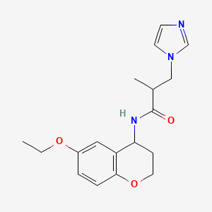 molecular formula C18H23N3O3 B7310452 N-(6-ethoxy-3,4-dihydro-2H-chromen-4-yl)-3-imidazol-1-yl-2-methylpropanamide 