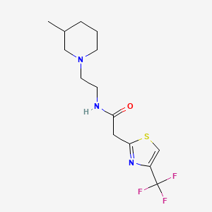 molecular formula C14H20F3N3OS B7310463 N-[2-(3-methylpiperidin-1-yl)ethyl]-2-[4-(trifluoromethyl)-1,3-thiazol-2-yl]acetamide 