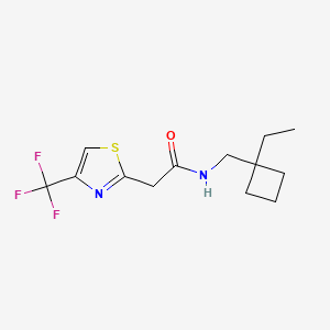 molecular formula C13H17F3N2OS B7310472 N-[(1-ethylcyclobutyl)methyl]-2-[4-(trifluoromethyl)-1,3-thiazol-2-yl]acetamide 
