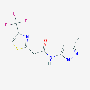 molecular formula C11H11F3N4OS B7310476 N-(2,5-dimethylpyrazol-3-yl)-2-[4-(trifluoromethyl)-1,3-thiazol-2-yl]acetamide 