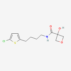 molecular formula C12H16ClNO3S B7310506 N-[4-(5-chlorothiophen-2-yl)butyl]-3-hydroxyoxetane-3-carboxamide 