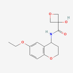 molecular formula C15H19NO5 B7310513 N-(6-ethoxy-3,4-dihydro-2H-chromen-4-yl)-3-hydroxyoxetane-3-carboxamide 