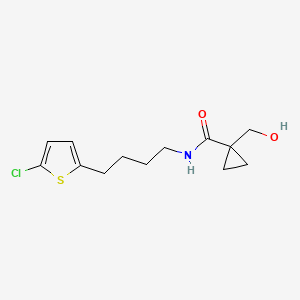 molecular formula C13H18ClNO2S B7310539 N-[4-(5-chlorothiophen-2-yl)butyl]-1-(hydroxymethyl)cyclopropane-1-carboxamide 