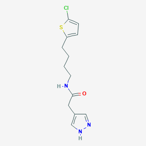 molecular formula C13H16ClN3OS B7310574 N-[4-(5-chlorothiophen-2-yl)butyl]-2-(1H-pyrazol-4-yl)acetamide 
