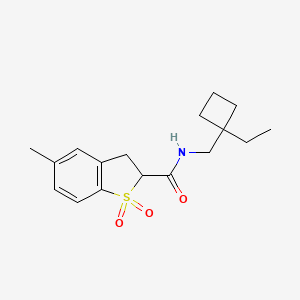 molecular formula C17H23NO3S B7310590 N-[(1-ethylcyclobutyl)methyl]-5-methyl-1,1-dioxo-2,3-dihydro-1-benzothiophene-2-carboxamide 
