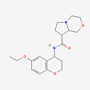 molecular formula C19H26N2O4 B7310602 N-(6-ethoxy-3,4-dihydro-2H-chromen-4-yl)-3,4,6,7,8,8a-hexahydro-1H-pyrrolo[2,1-c][1,4]oxazine-8-carboxamide 