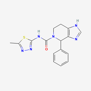 molecular formula C16H16N6OS B7310651 N-(5-methyl-1,3,4-thiadiazol-2-yl)-4-phenyl-1,4,6,7-tetrahydroimidazo[4,5-c]pyridine-5-carboxamide 