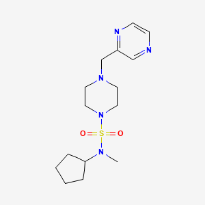 molecular formula C15H25N5O2S B7310695 N-cyclopentyl-N-methyl-4-(pyrazin-2-ylmethyl)piperazine-1-sulfonamide 