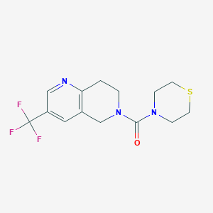 molecular formula C14H16F3N3OS B7310740 thiomorpholin-4-yl-[3-(trifluoromethyl)-7,8-dihydro-5H-1,6-naphthyridin-6-yl]methanone 