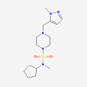 molecular formula C15H27N5O2S B7310770 N-cyclopentyl-N-methyl-4-[(2-methylpyrazol-3-yl)methyl]piperazine-1-sulfonamide 