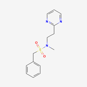 molecular formula C14H17N3O2S B7310809 N-methyl-1-phenyl-N-(2-pyrimidin-2-ylethyl)methanesulfonamide 