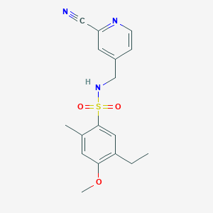 molecular formula C17H19N3O3S B7310838 N-[(2-cyanopyridin-4-yl)methyl]-5-ethyl-4-methoxy-2-methylbenzenesulfonamide 