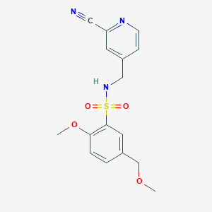 molecular formula C16H17N3O4S B7310849 N-[(2-cyanopyridin-4-yl)methyl]-2-methoxy-5-(methoxymethyl)benzenesulfonamide 