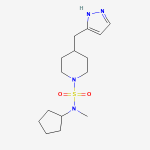 molecular formula C15H26N4O2S B7310874 N-cyclopentyl-N-methyl-4-(1H-pyrazol-5-ylmethyl)piperidine-1-sulfonamide 