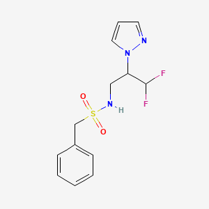 molecular formula C13H15F2N3O2S B7310885 N-(3,3-difluoro-2-pyrazol-1-ylpropyl)-1-phenylmethanesulfonamide 