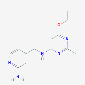 molecular formula C13H17N5O B7310970 N-[(2-aminopyridin-4-yl)methyl]-6-ethoxy-2-methylpyrimidin-4-amine 