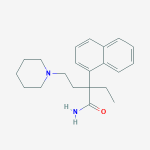 molecular formula C21H28N2O B073110 Butyramide, 2-ethyl-2-(1-naphthyl)-4-piperidino- CAS No. 1505-97-1