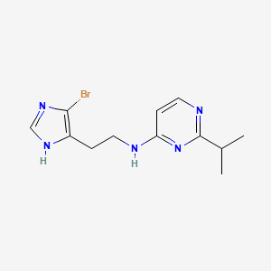 molecular formula C12H16BrN5 B7311035 N-[2-(4-bromo-1H-imidazol-5-yl)ethyl]-2-propan-2-ylpyrimidin-4-amine 