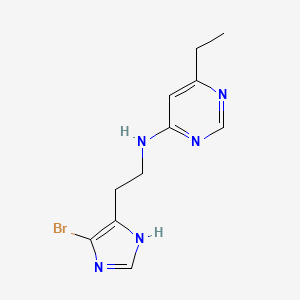 molecular formula C11H14BrN5 B7311051 N-[2-(4-bromo-1H-imidazol-5-yl)ethyl]-6-ethylpyrimidin-4-amine 