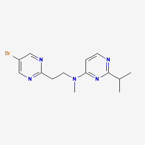 molecular formula C14H18BrN5 B7311140 N-[2-(5-bromopyrimidin-2-yl)ethyl]-N-methyl-2-propan-2-ylpyrimidin-4-amine 