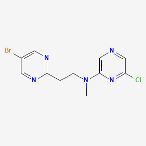 molecular formula C11H11BrClN5 B7311147 N-[2-(5-bromopyrimidin-2-yl)ethyl]-6-chloro-N-methylpyrazin-2-amine 