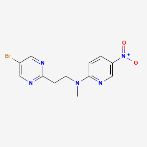 molecular formula C12H12BrN5O2 B7311166 N-[2-(5-bromopyrimidin-2-yl)ethyl]-N-methyl-5-nitropyridin-2-amine 