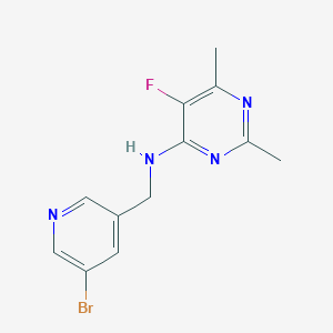 molecular formula C12H12BrFN4 B7311199 N-[(5-bromopyridin-3-yl)methyl]-5-fluoro-2,6-dimethylpyrimidin-4-amine 