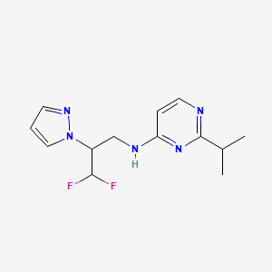 molecular formula C13H17F2N5 B7311232 N-(3,3-difluoro-2-pyrazol-1-ylpropyl)-2-propan-2-ylpyrimidin-4-amine 