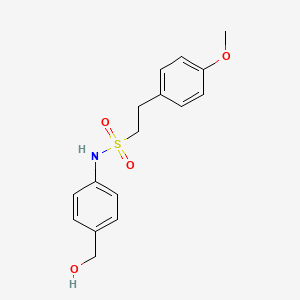 molecular formula C16H19NO4S B7311396 N-[4-(hydroxymethyl)phenyl]-2-(4-methoxyphenyl)ethanesulfonamide 