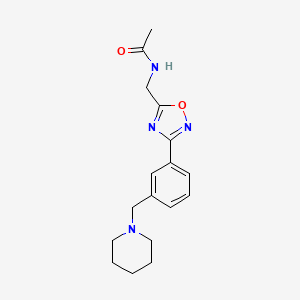 molecular formula C17H22N4O2 B7311443 N-[[3-[3-(piperidin-1-ylmethyl)phenyl]-1,2,4-oxadiazol-5-yl]methyl]acetamide 