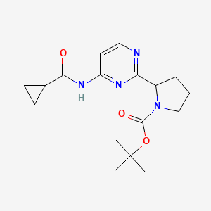 molecular formula C17H24N4O3 B7311493 Tert-butyl 2-[4-(cyclopropanecarbonylamino)pyrimidin-2-yl]pyrrolidine-1-carboxylate 