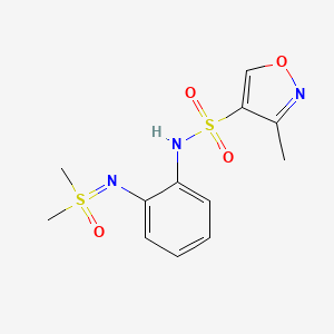 molecular formula C12H15N3O4S2 B7311538 N-[2-[[dimethyl(oxo)-lambda6-sulfanylidene]amino]phenyl]-3-methyl-1,2-oxazole-4-sulfonamide 