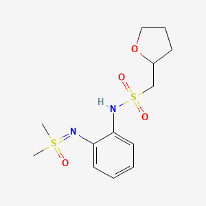 molecular formula C13H20N2O4S2 B7311553 N-[2-[[dimethyl(oxo)-lambda6-sulfanylidene]amino]phenyl]-1-(oxolan-2-yl)methanesulfonamide 