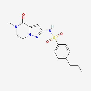 molecular formula C16H20N4O3S B7311569 N-(5-methyl-4-oxo-6,7-dihydropyrazolo[1,5-a]pyrazin-2-yl)-4-propylbenzenesulfonamide 