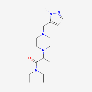 molecular formula C16H29N5O B7311623 N,N-diethyl-2-[4-[(2-methylpyrazol-3-yl)methyl]piperazin-1-yl]propanamide 