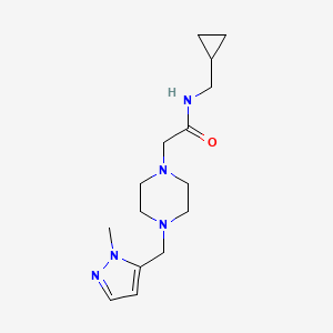 molecular formula C15H25N5O B7311632 N-(cyclopropylmethyl)-2-[4-[(2-methylpyrazol-3-yl)methyl]piperazin-1-yl]acetamide 