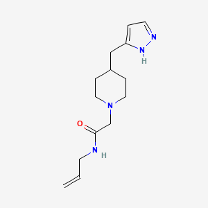 molecular formula C14H22N4O B7311669 N-prop-2-enyl-2-[4-(1H-pyrazol-5-ylmethyl)piperidin-1-yl]acetamide 