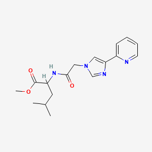 molecular formula C17H22N4O3 B7311773 Methyl 4-methyl-2-[[2-(4-pyridin-2-ylimidazol-1-yl)acetyl]amino]pentanoate 
