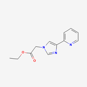 molecular formula C12H13N3O2 B7311774 Ethyl 2-(4-pyridin-2-ylimidazol-1-yl)acetate 