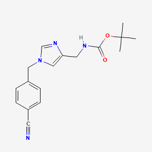 molecular formula C17H20N4O2 B7311780 tert-butyl N-[[1-[(4-cyanophenyl)methyl]imidazol-4-yl]methyl]carbamate 