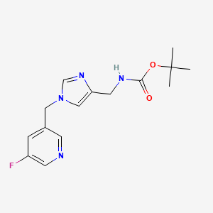 molecular formula C15H19FN4O2 B7311791 tert-butyl N-[[1-[(5-fluoropyridin-3-yl)methyl]imidazol-4-yl]methyl]carbamate 