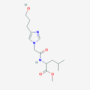 molecular formula C15H25N3O4 B7311810 Methyl 2-[[2-[4-(3-hydroxypropyl)imidazol-1-yl]acetyl]amino]-4-methylpentanoate 