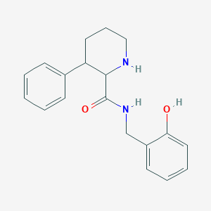 molecular formula C19H22N2O2 B7311881 N-[(2-hydroxyphenyl)methyl]-3-phenylpiperidine-2-carboxamide 