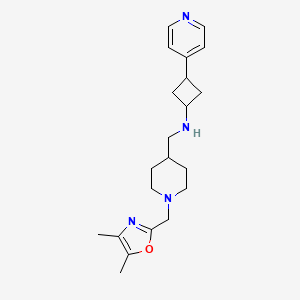 molecular formula C21H30N4O B7312050 N-[[1-[(4,5-dimethyl-1,3-oxazol-2-yl)methyl]piperidin-4-yl]methyl]-3-pyridin-4-ylcyclobutan-1-amine 
