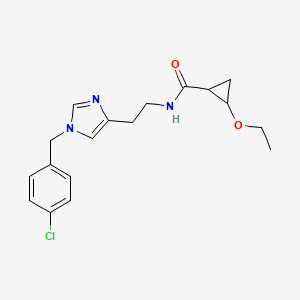 molecular formula C18H22ClN3O2 B7312191 N-[2-[1-[(4-chlorophenyl)methyl]imidazol-4-yl]ethyl]-2-ethoxycyclopropane-1-carboxamide 