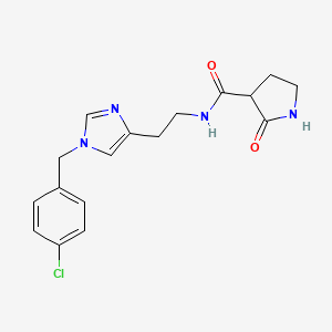 molecular formula C17H19ClN4O2 B7312194 N-[2-[1-[(4-chlorophenyl)methyl]imidazol-4-yl]ethyl]-2-oxopyrrolidine-3-carboxamide 